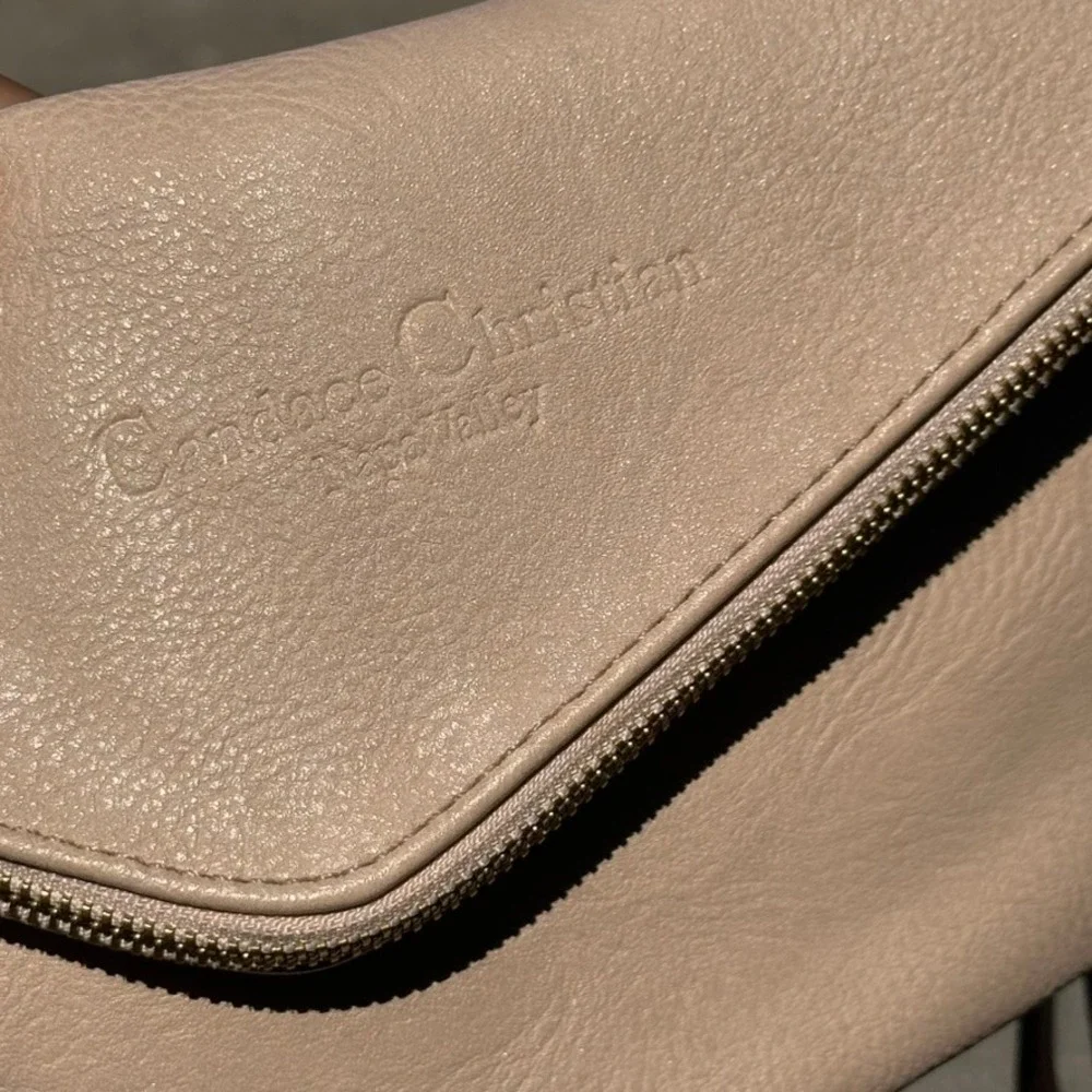 Candace Christian Napa Valley Taupe Leather Envelope Wristlet Clutch - No Strap